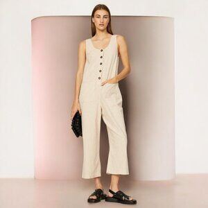 NWT Marine Layer Sydney Beach Jumpsuit – Natural Linen - Sz S - MSRP $128